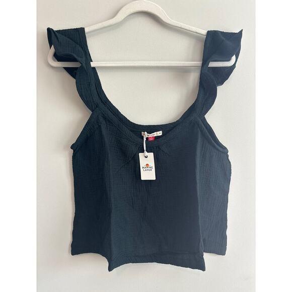 NWT Marine Layer Jude Flutter Sleeve Tank In Black Size Medium - Picture 3 of 6
